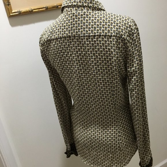 Zara Tan Yellow Black Flower Print Blouse - Picture 4 of 8